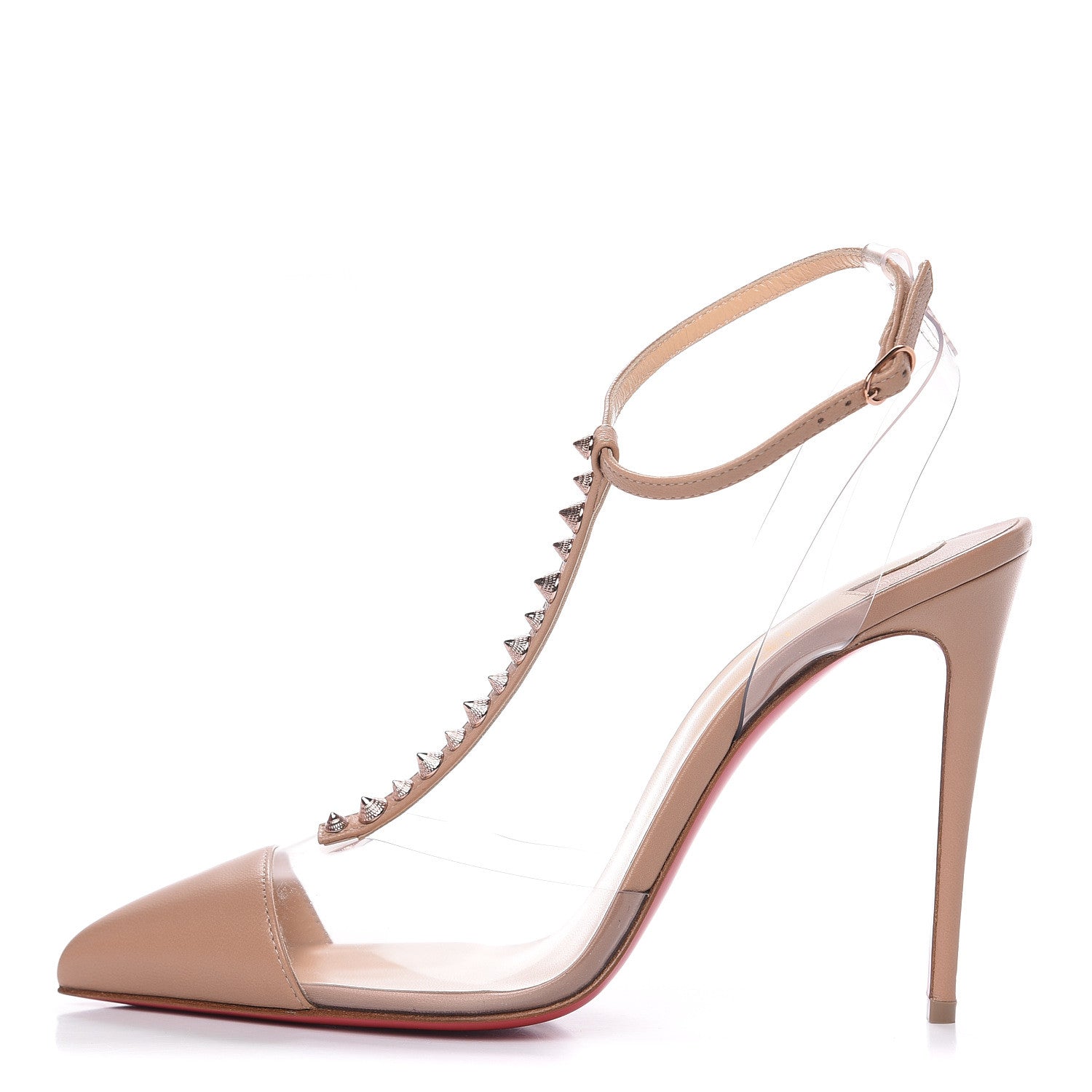 Christian Louboutin Kid PVC Nosy Spikes 100 Pumps 39 Nude 1 of 8