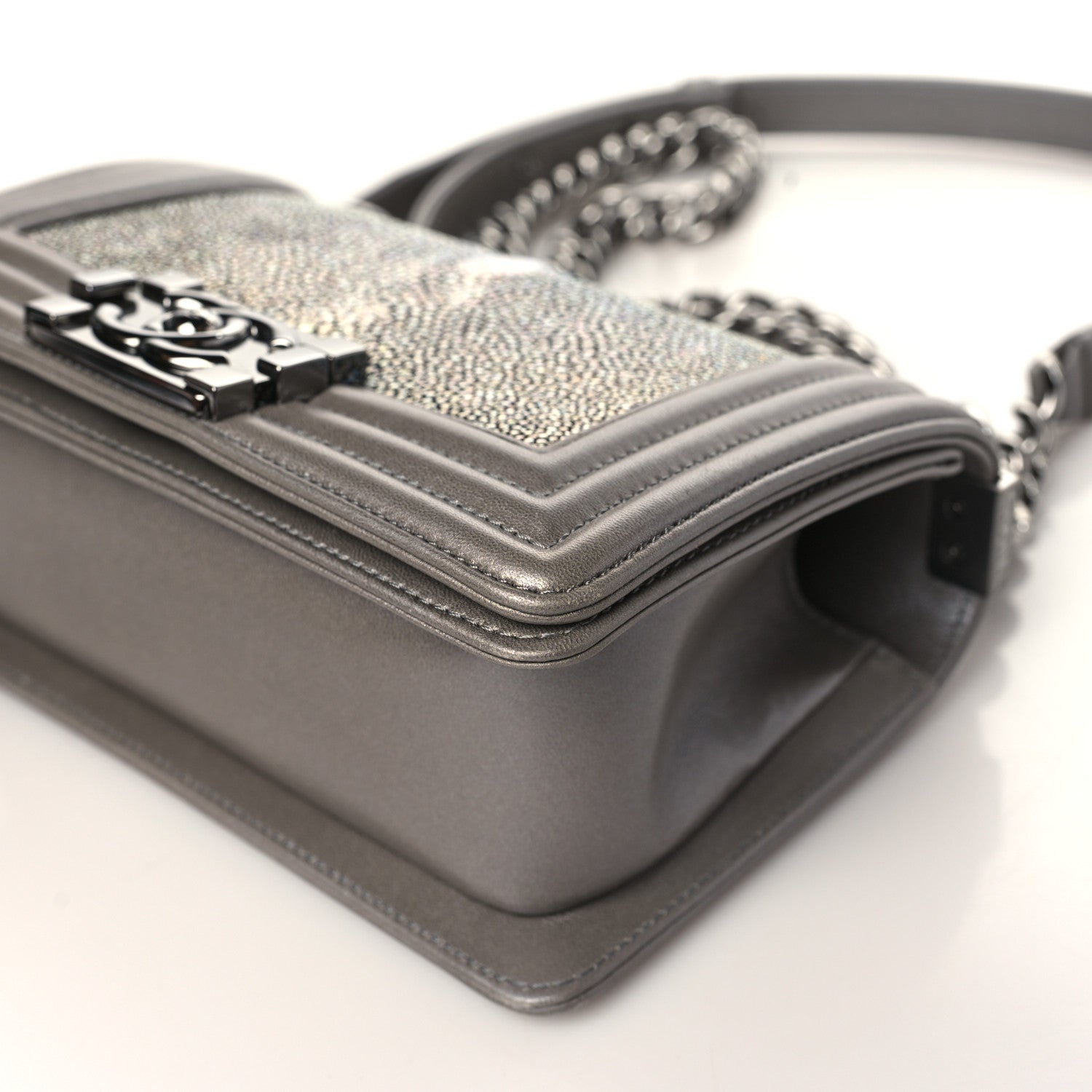 Chanel Galuchat Stingray Small Boy Flap Silver 9 of 9