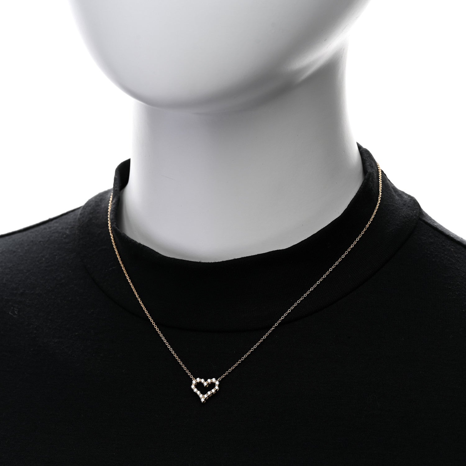 Tiffany 18K Yellow Gold Diamond Mini Heart Pendant Necklace 2 of 6