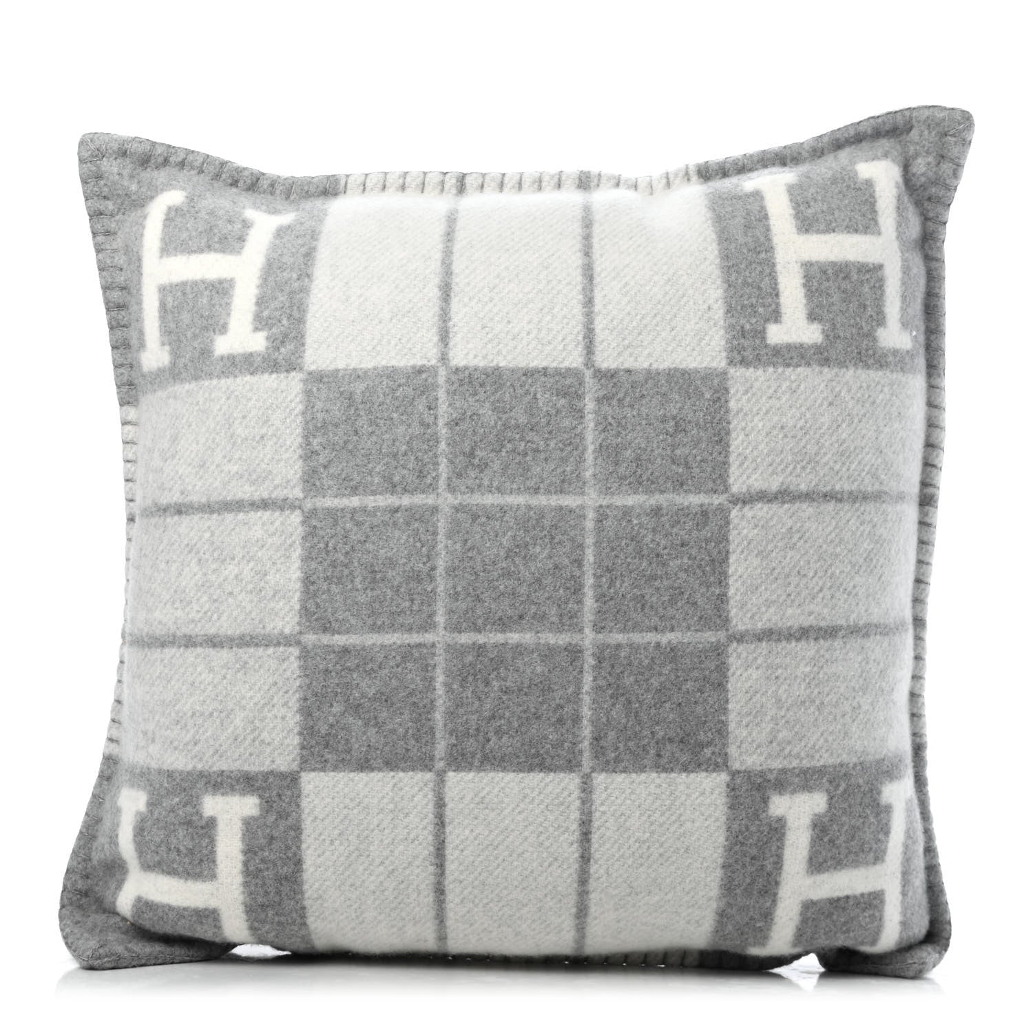 Hermes Wool Cashmere Avalon III Pillow PM Ecru Gris Clair 1 of 3