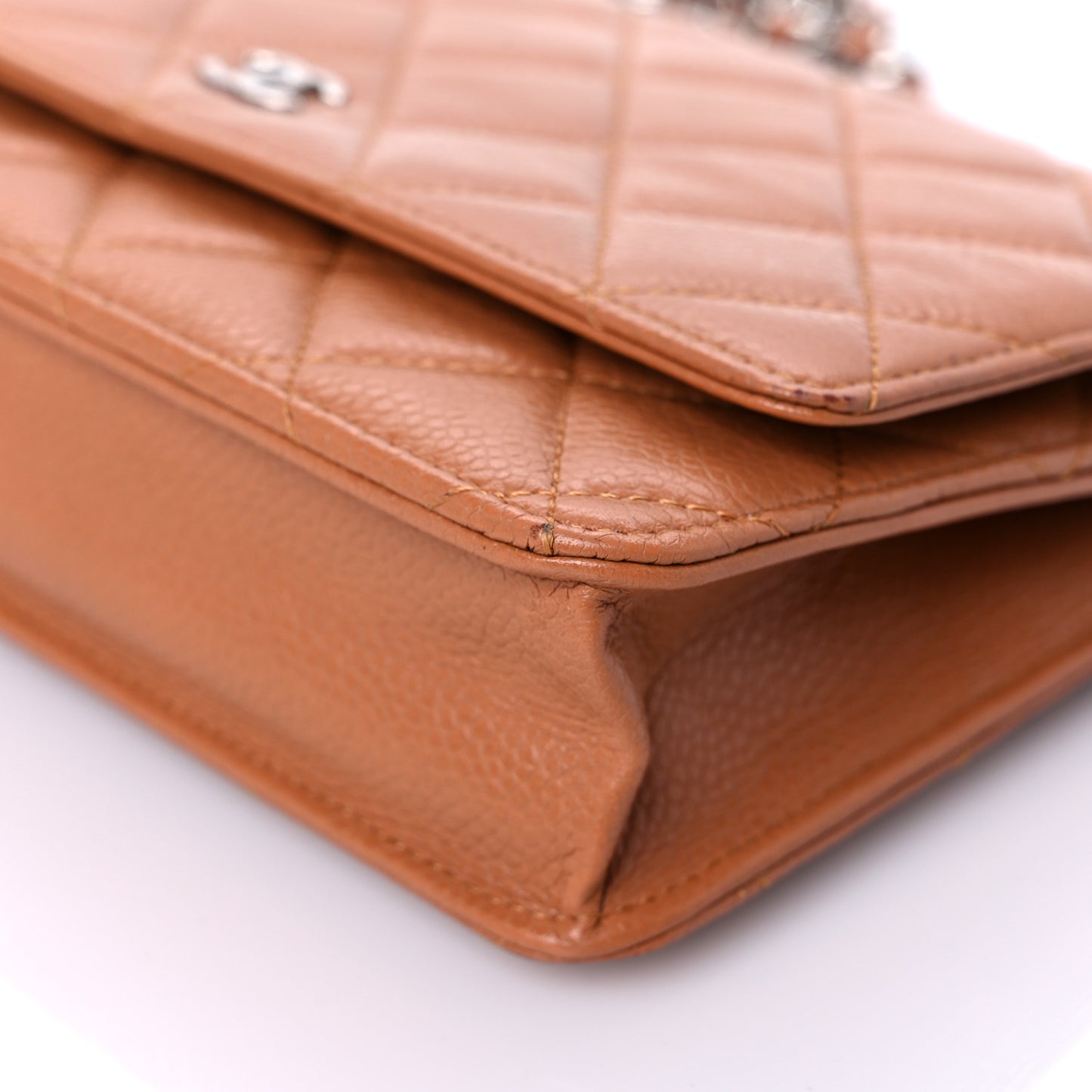 Caviar Quilted Wallet On Chain WOC Light Brown
