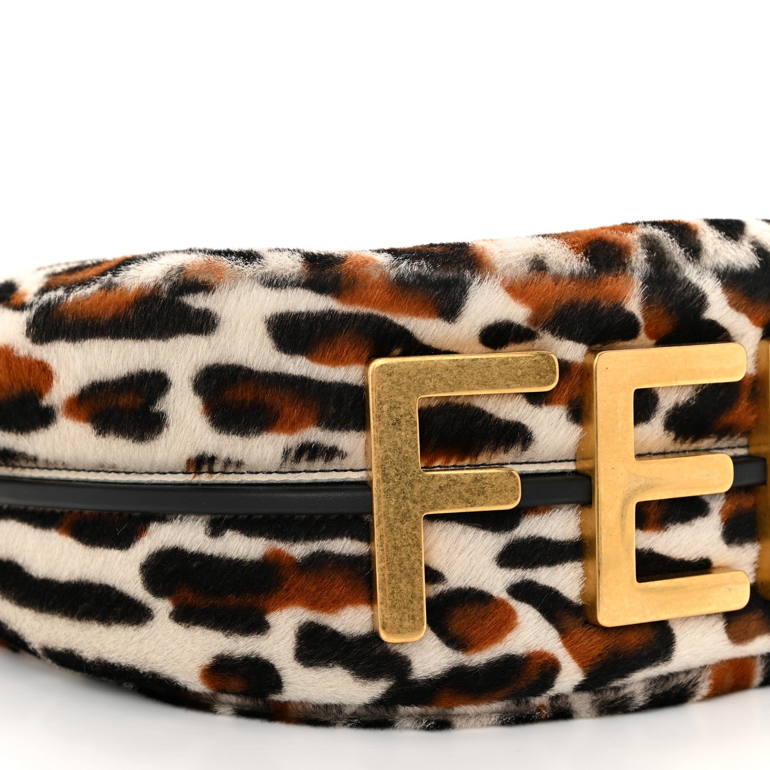 Fendi Sheepskin Vitello Grace Pony Hair Ocelot Small Fendigraphy Hobo Bag Black Multicolor 9 of 12