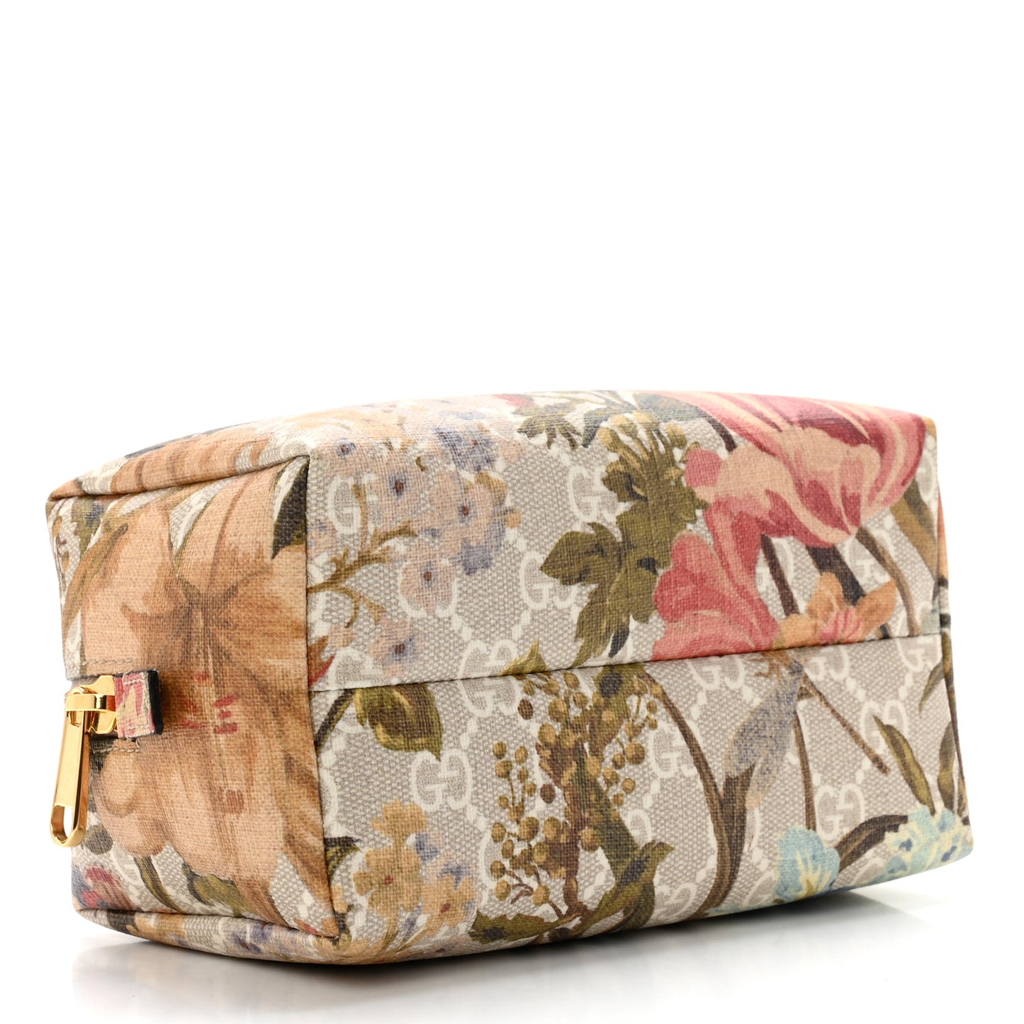 GG Supreme Monogram Water Flora Small Ophidia Cosmetic Case Beige White Multicolor
