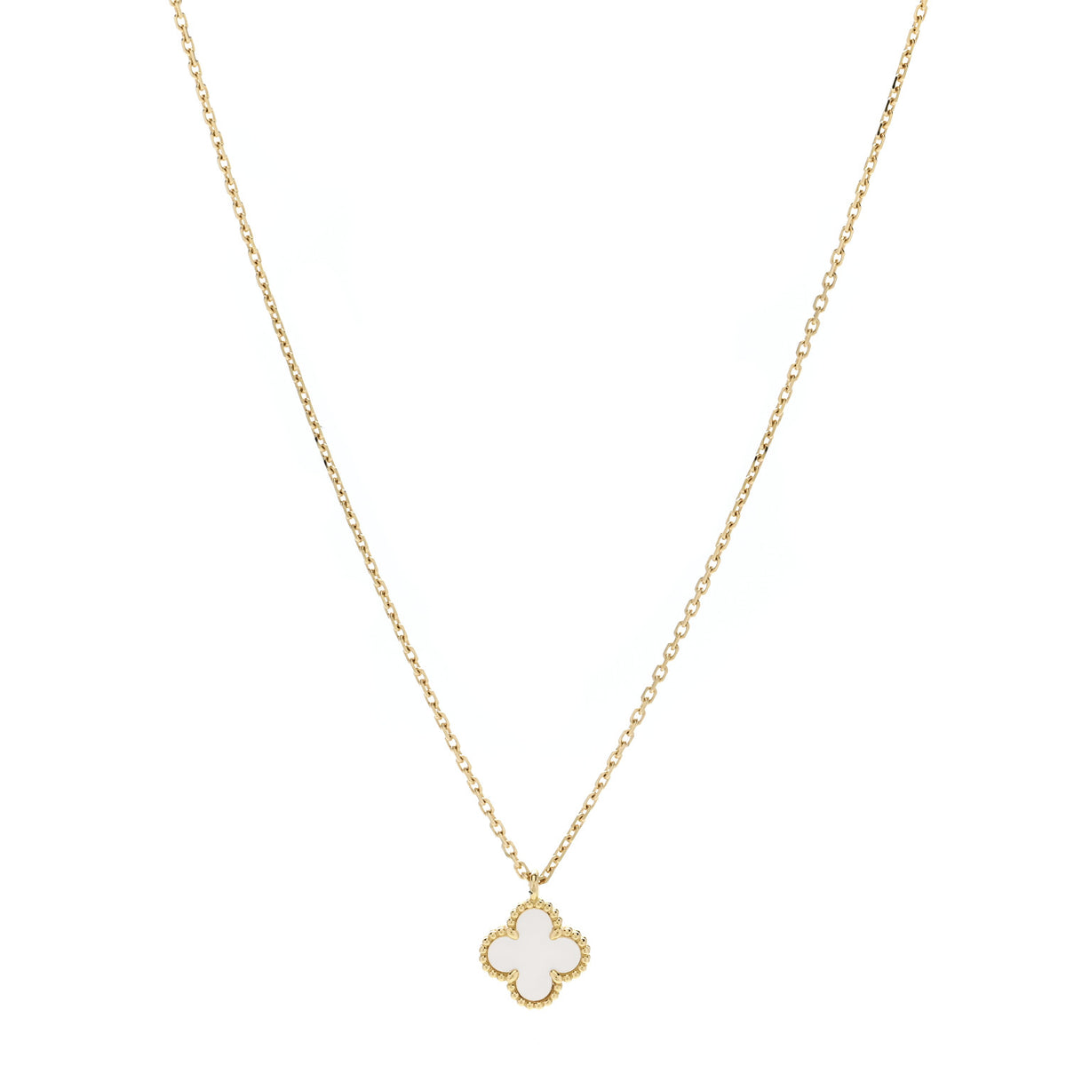 18K Yellow Gold Mother of Pearl Sweet Alhambra Pendant Necklace