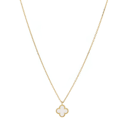 Van Cleef & Arpels 18K Yellow Gold Mother of Pearl Sweet Alhambra Pendant Necklace 1 of 6