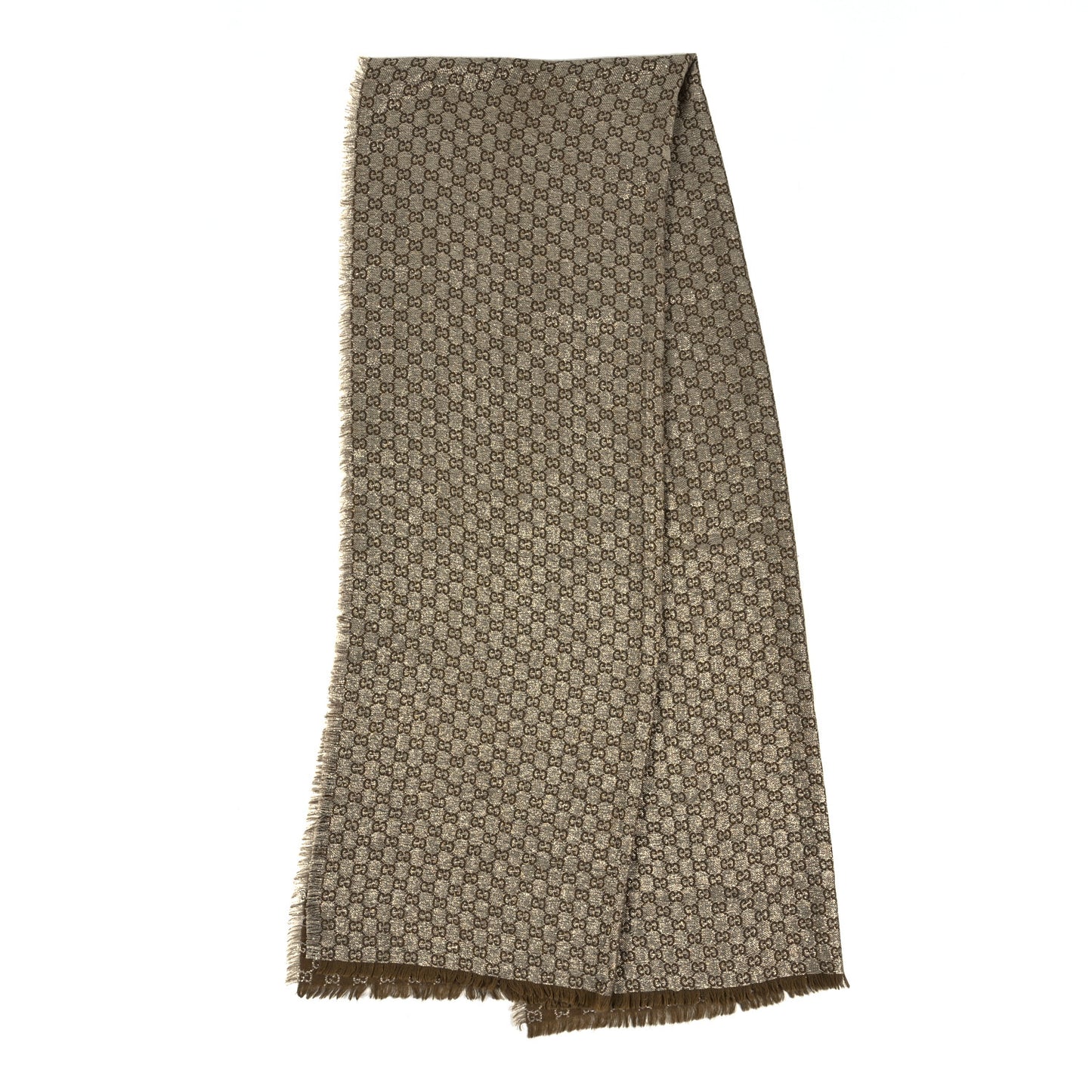 Wool Silk Jacquard GG Monogram Calilure Stole Beige
