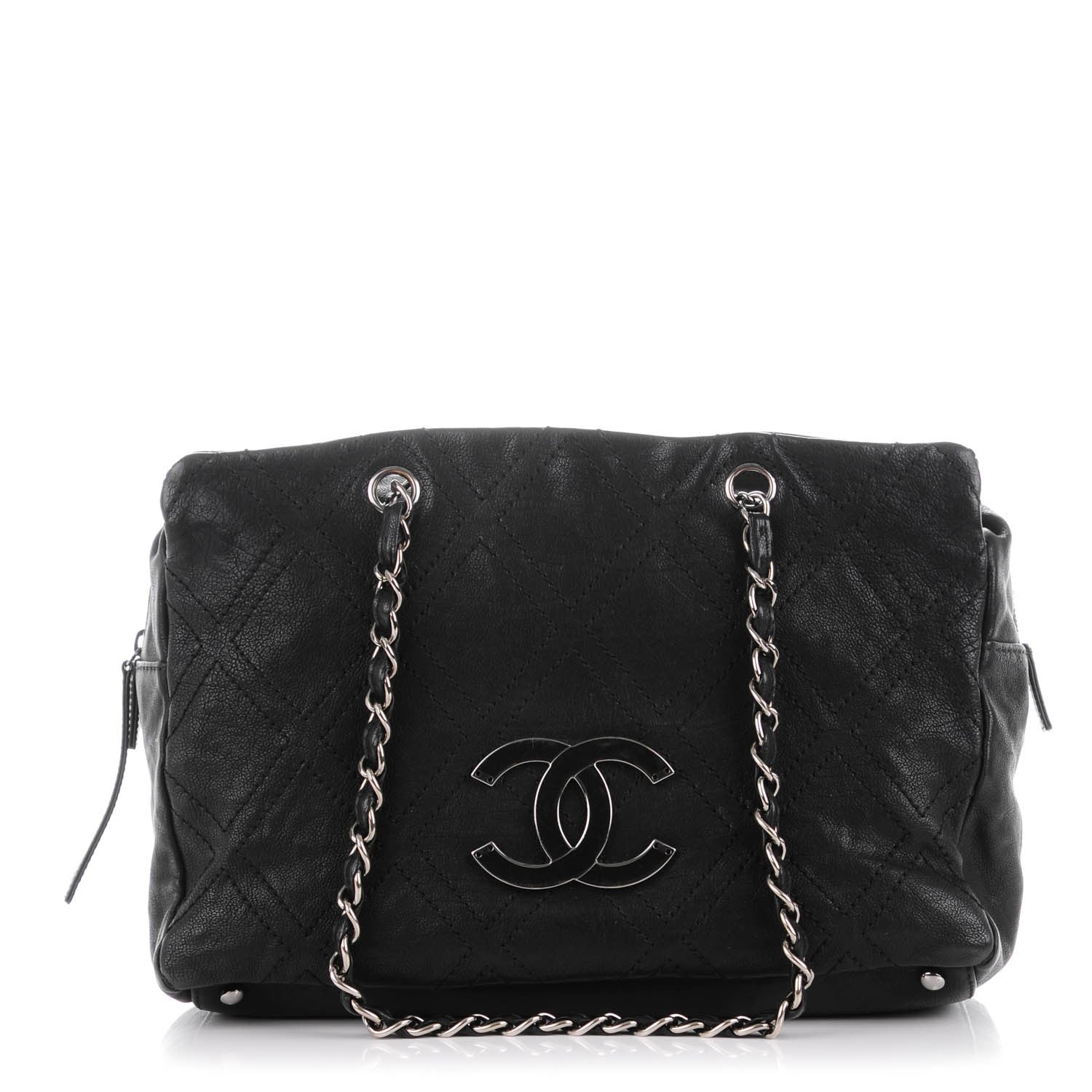 Chanel Calfskin Large Diamond Stitch Tote Black 1 of 7