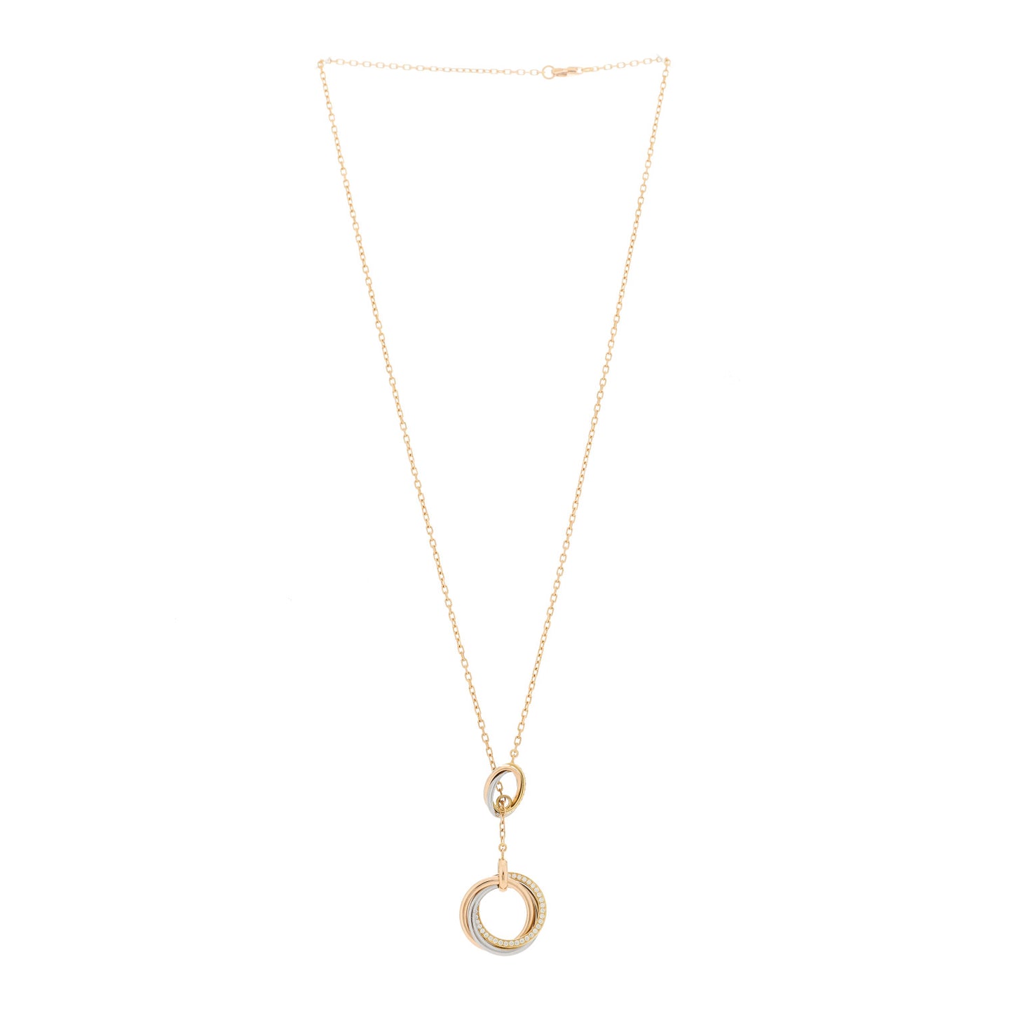 18K Pink Yellow White Gold Diamond Trinity Lariat Necklace