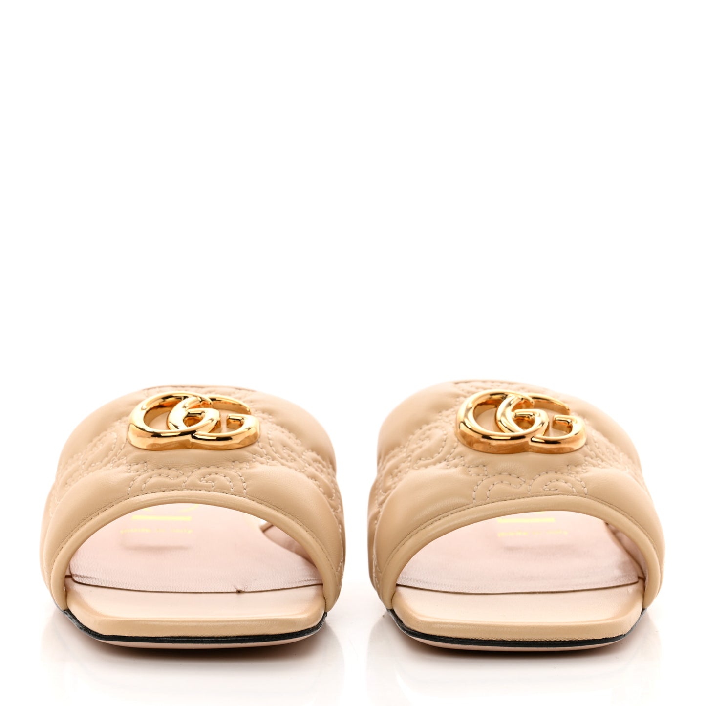 Nappa GG Matelasse GG Marmont Flat Slide Sandals 37 Naturale