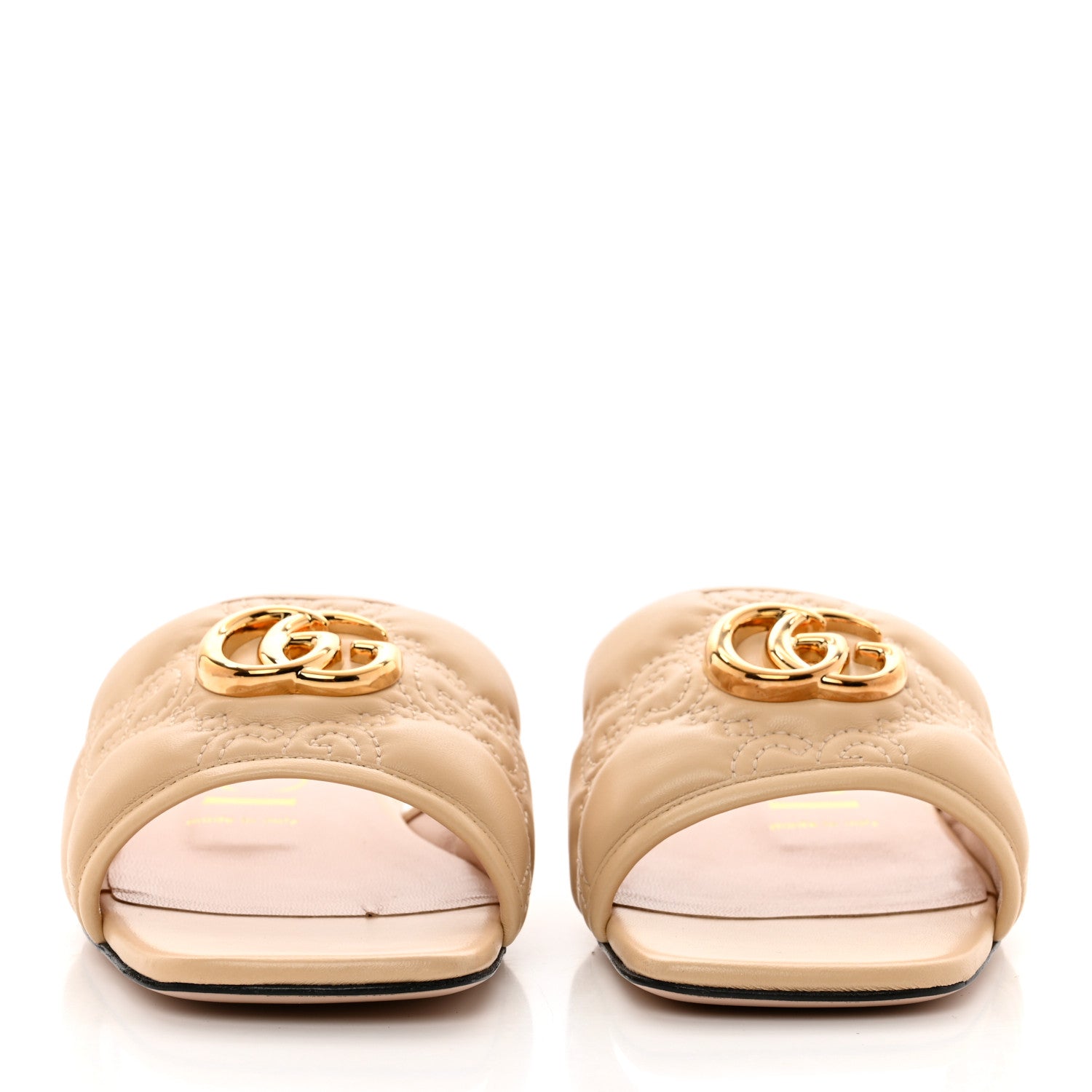 Gucci Nappa GG Matelasse GG Marmont Flat Slide Sandals 37 Naturale 2 of 9