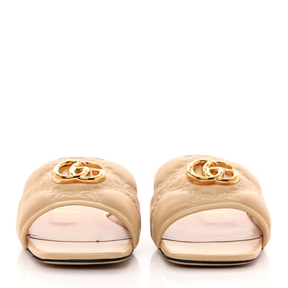 Gucci Nappa GG Matelasse GG Marmont Flat Slide Sandals 37 Naturale 2 of 9