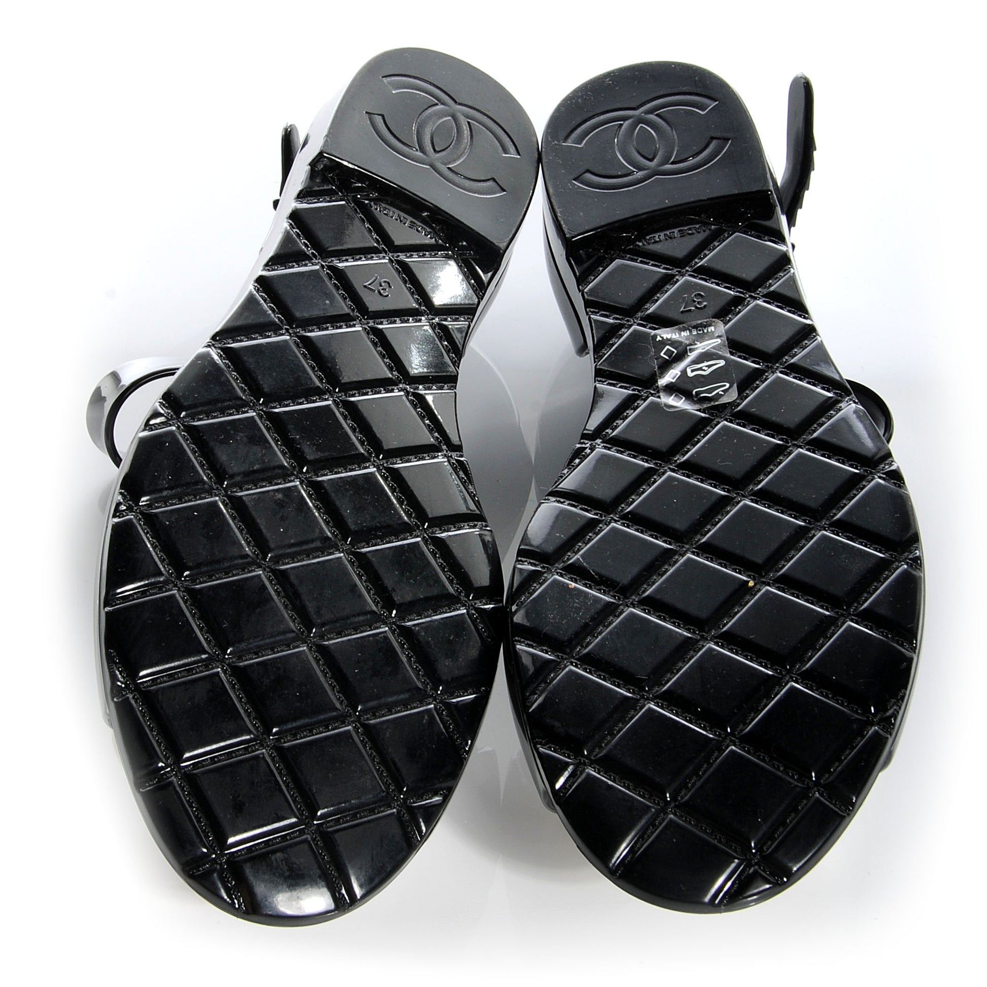Chanel Jelly Camellia Sandal 37 Black White 5 of 6