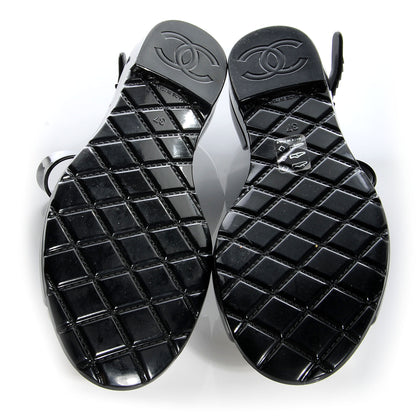 Chanel Jelly Camellia Sandal 37 Black White 5 of 6