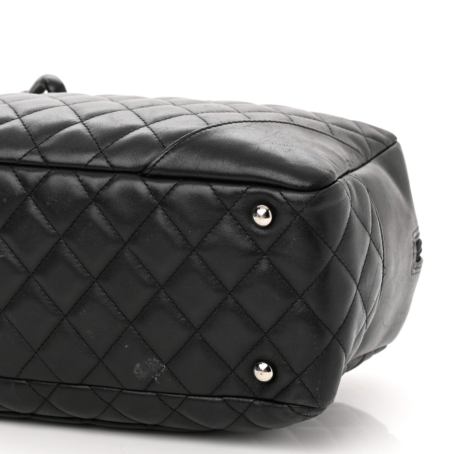 Chanel Calfskin Quilted Large Cambon Bowler Black White 10 of 11