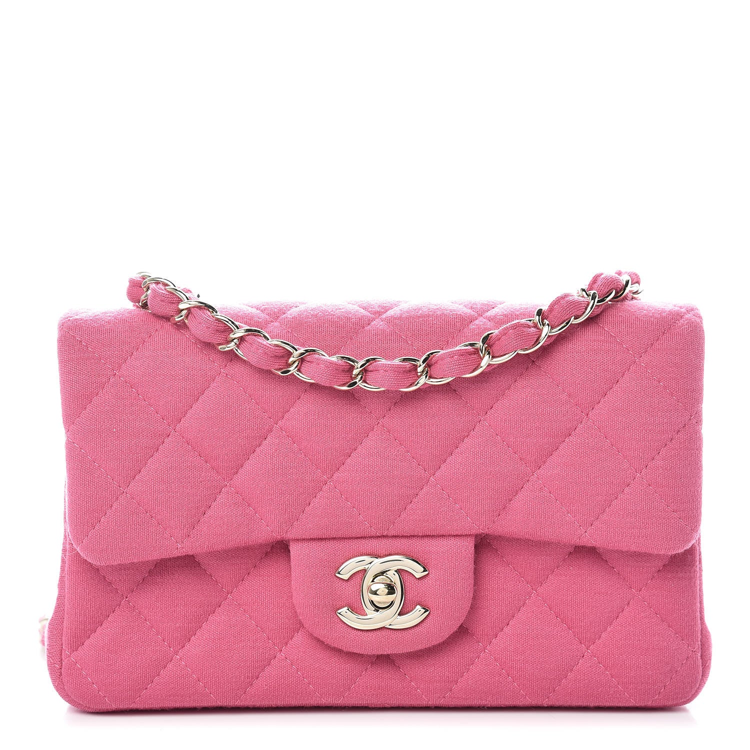 Chanel Jersey Quilted Mini Rectangular Flap Pink 1 of 10