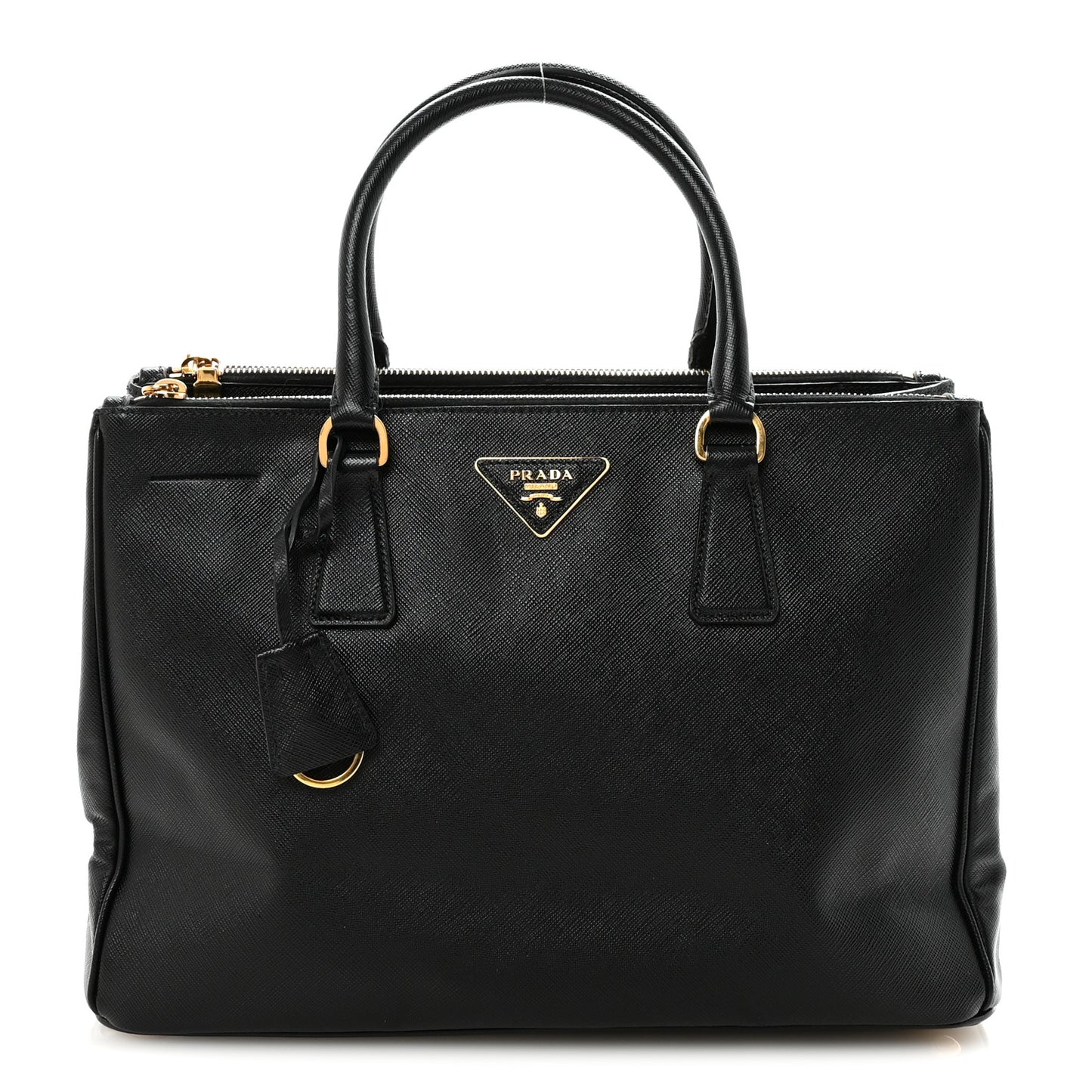 Saffiano Medium Galleria Double Zip Tote Black