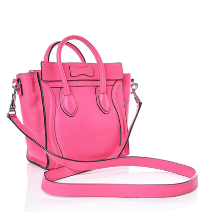 Celine Drummed Calfskin Nano Luggage Fluo Pink 4 of 12