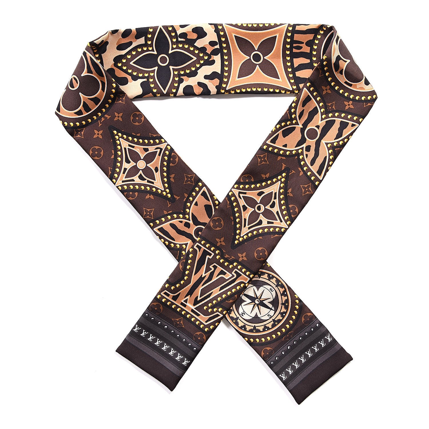 Louis Vuitton Silk Monogram LV World Bandeau Brown 1 of 5