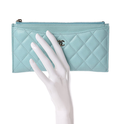 Chanel Caviar Quilted Classic Zip Pouch Light Blue 2 of 8