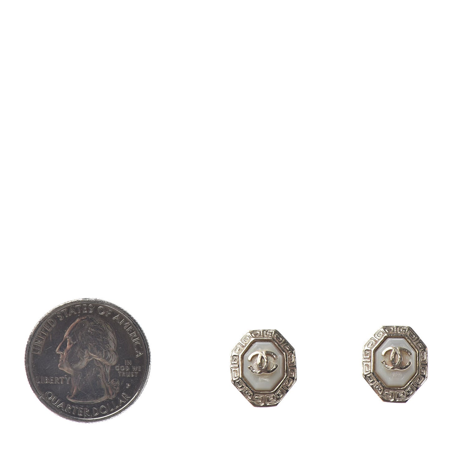 Enamel CC Earrings White Gold