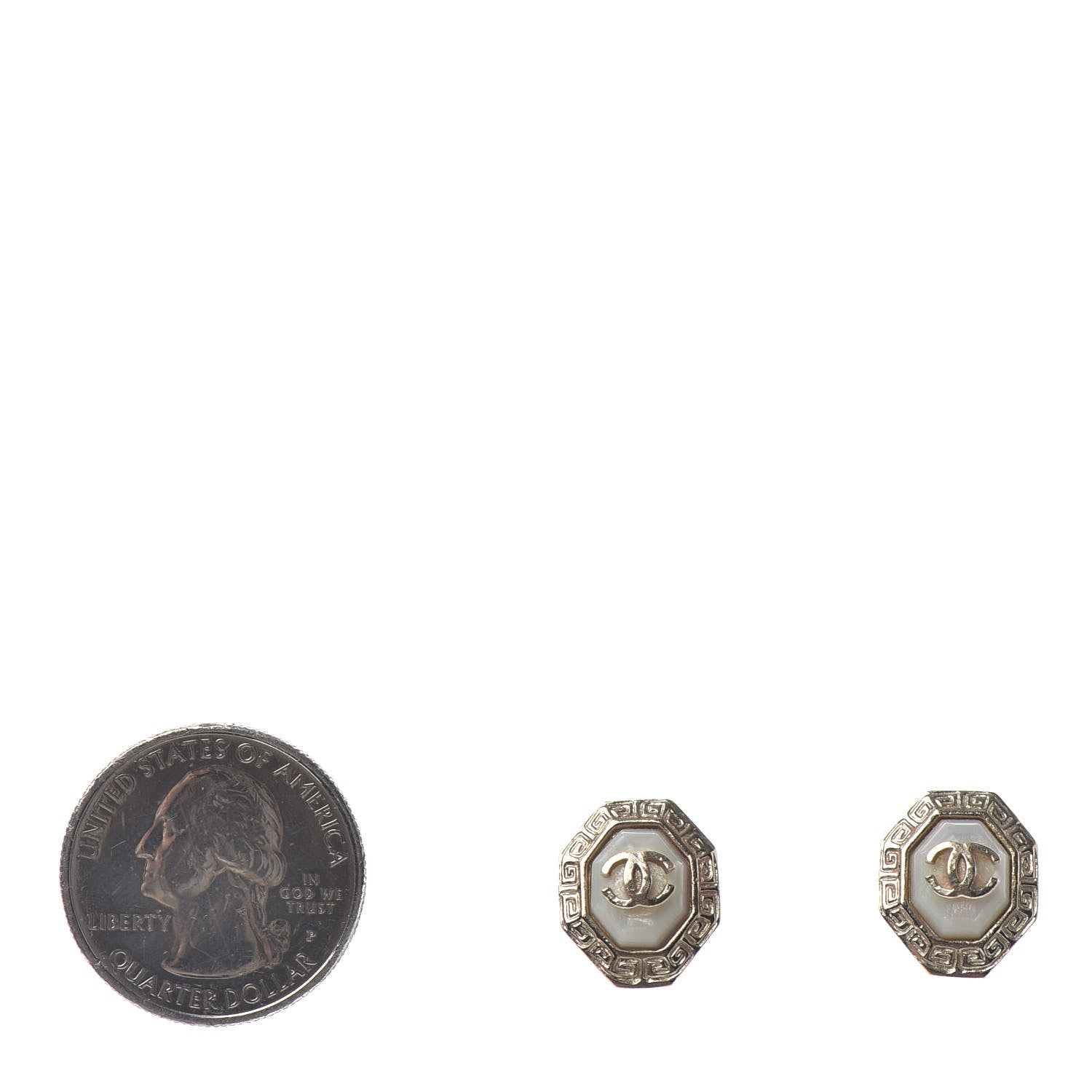 Chanel Enamel CC Earrings White Gold 2 of 5