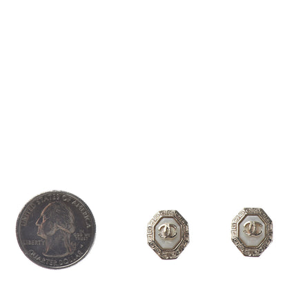 Chanel Enamel CC Earrings White Gold 2 of 5