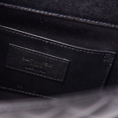 Saint Laurent Grain De Poudre Textured Mixed Matelasse Triquilt Small Monogram Satchel Black 7 of 10