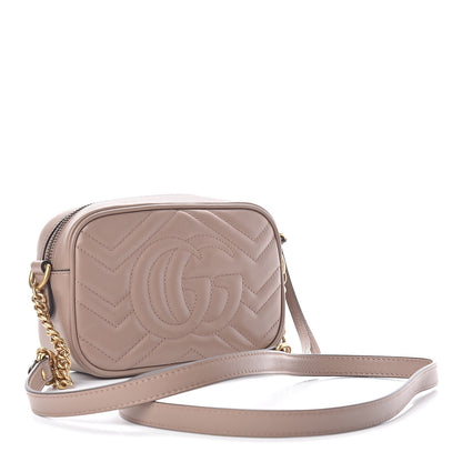 Gucci Calfskin Matelasse Mini GG Marmont Chain Shoulder Bag Porcelain Rose 3 of 10