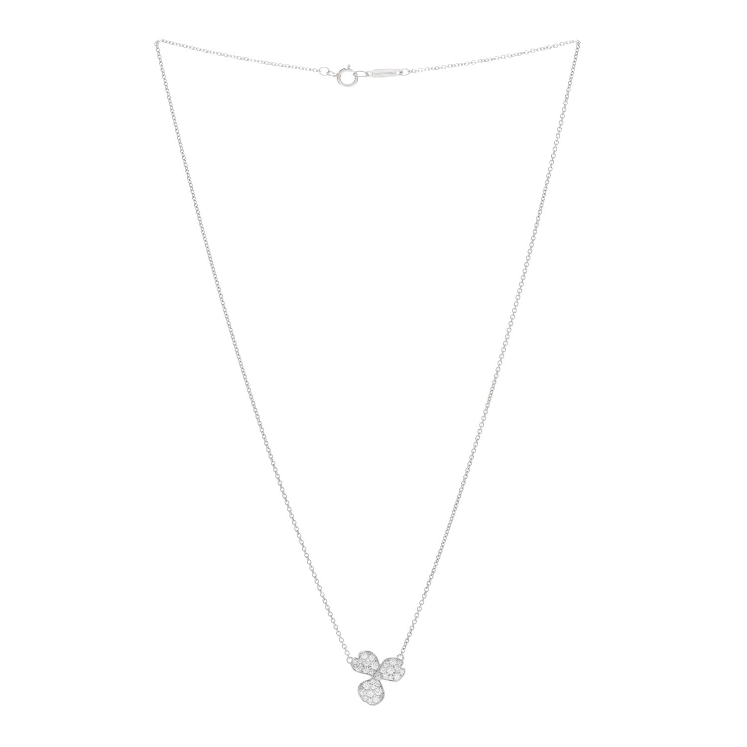Tiffany Platinum Diamond Paper Flowers Pave Pendant Necklace 3 of 5
