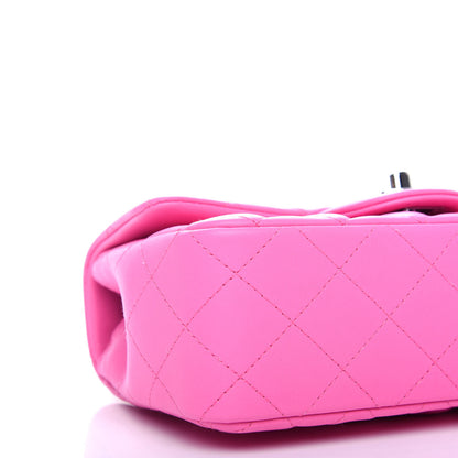 Chanel Lambskin Quilted Mini Rectangular Flap Neon Pink 9 of 12