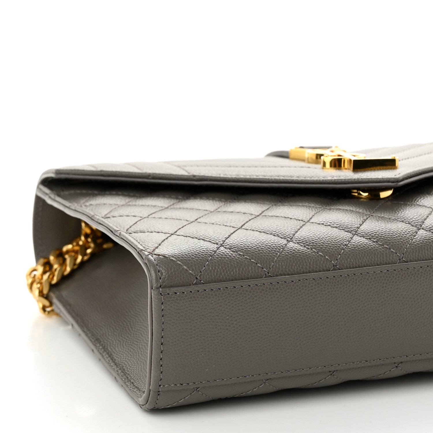 Saint Laurent Grain De Poudre Textured Mixed Matelasse Medium Triquilt Monogram Satchel Earth 9 of 10