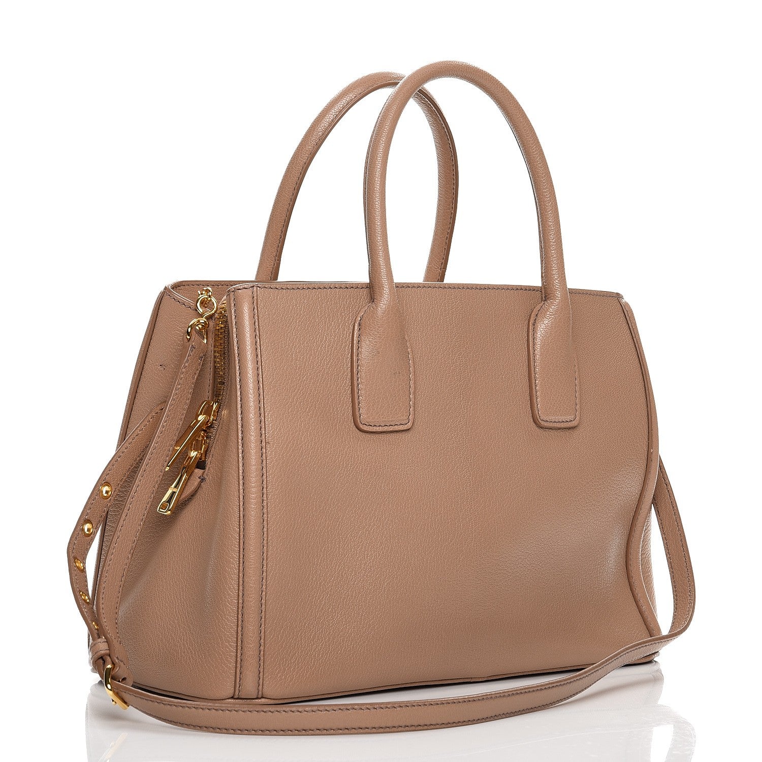Miu Miu Goatskin Madras Top Handle Tote Cammeo 4 of 14