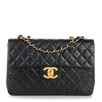 Chanel Lambskin Quilted XL Jumbo Single Flap Black 1 of 9