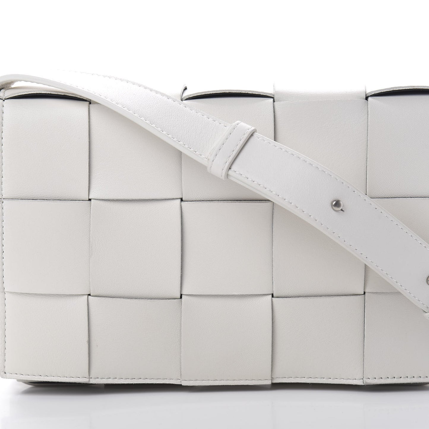 Lambskin Maxi Intrecciato Cassette Crossbody Bag White