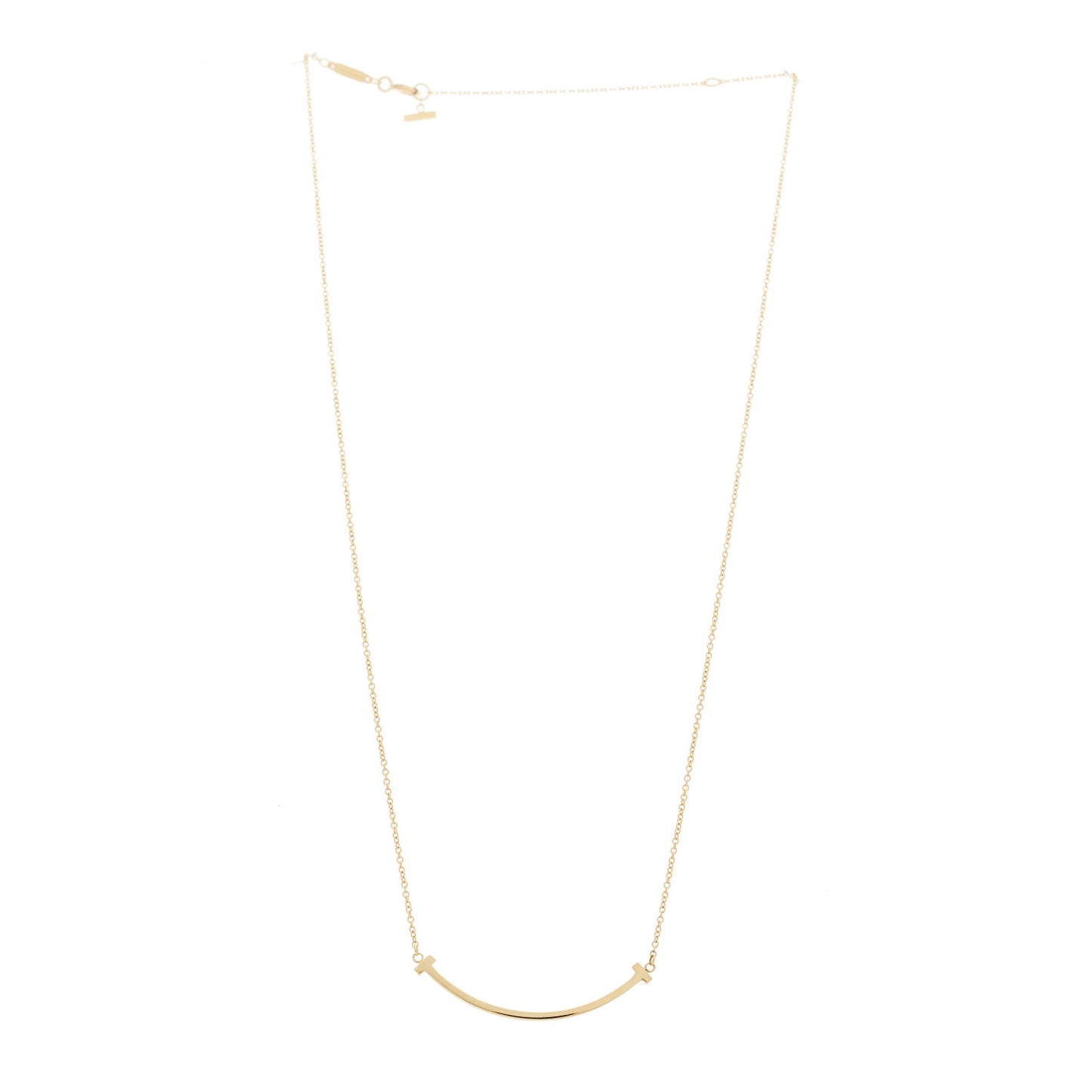 18K Yellow Gold Small T Smile Pendant Necklace