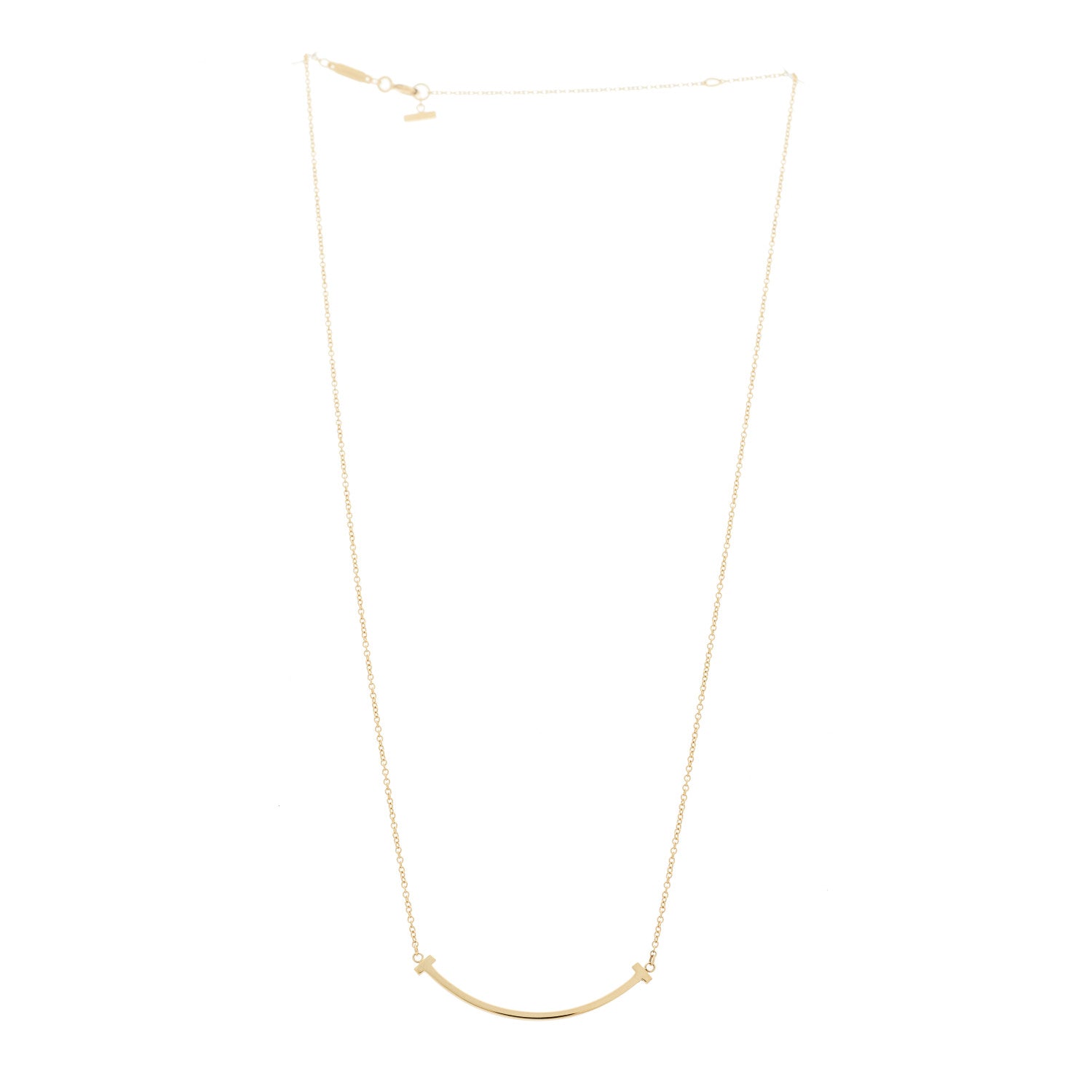 Tiffany 18K Yellow Gold Small T Smile Pendant Necklace 3 of 5
