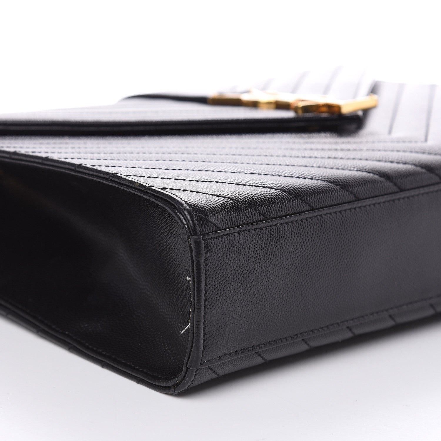 Saint Laurent Grain De Poudre Matelasse Chevron Large Monogram Satchel Black 8 of 11