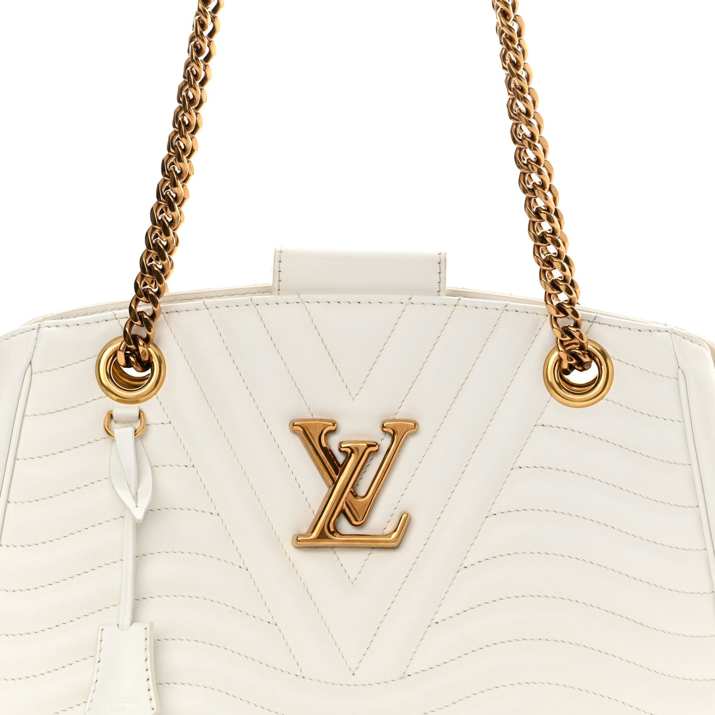 LOUIS VUITTON Calfskin New Wave Chain Tote Snow