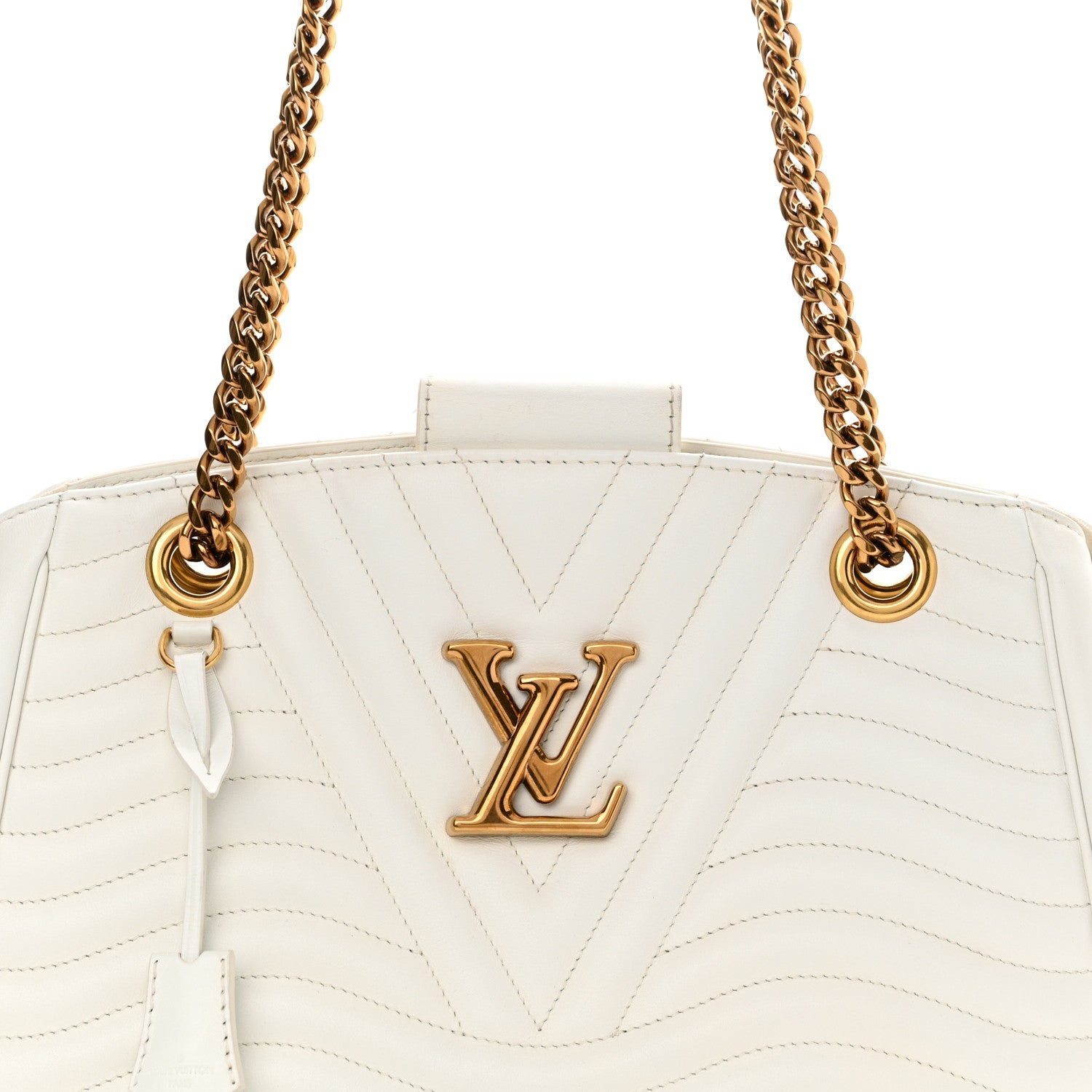 Louis Vuitton LOUIS VUITTON Calfskin New Wave Chain Tote Snow 7 of 16