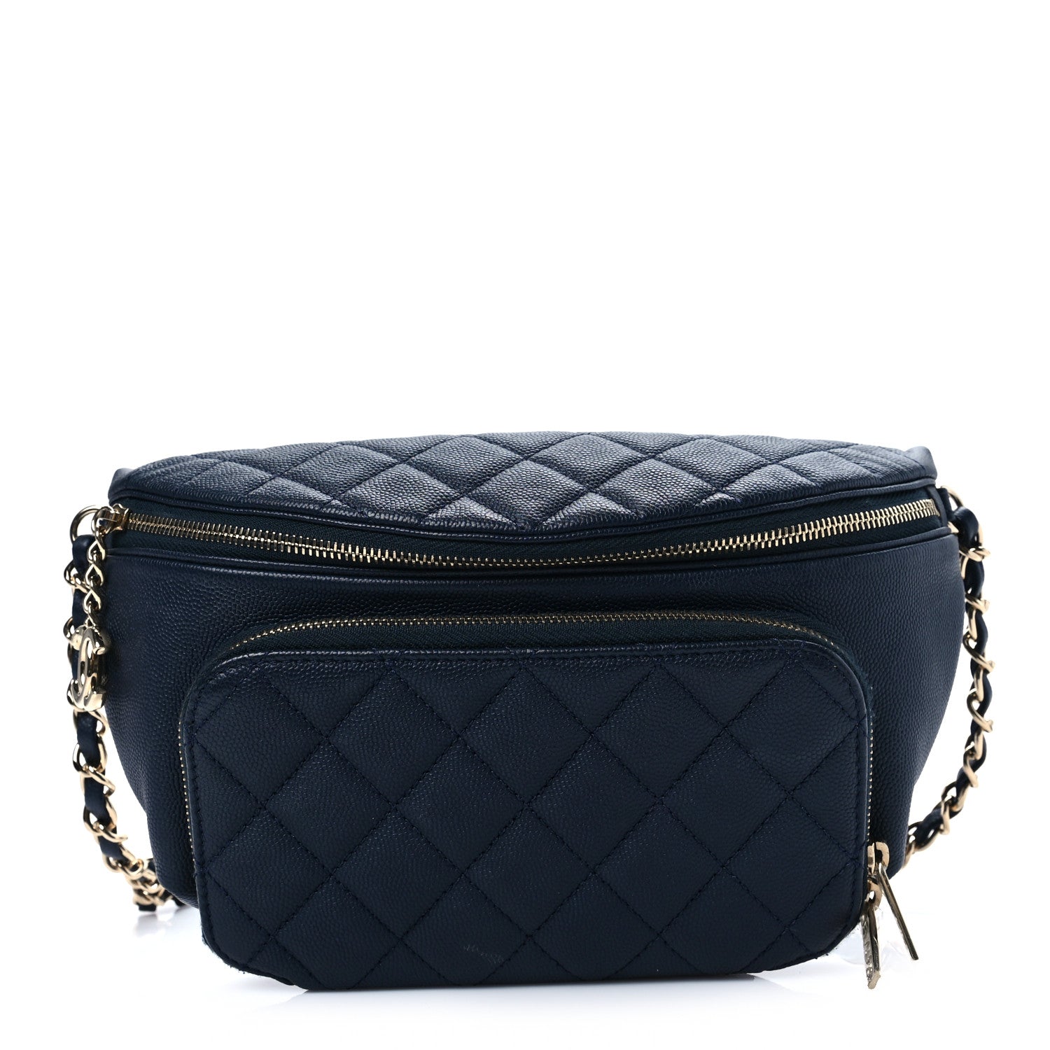 Chanel Caviar Quilted Business Affinity Waist Belt Bag Navy 1 of 8