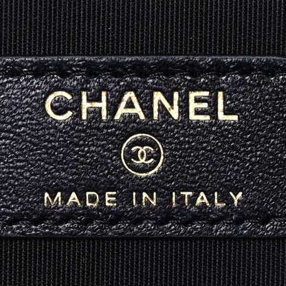 Chanel Raffia Jute Striped Small Vanity Case With Chain Black Beige 6 of 13