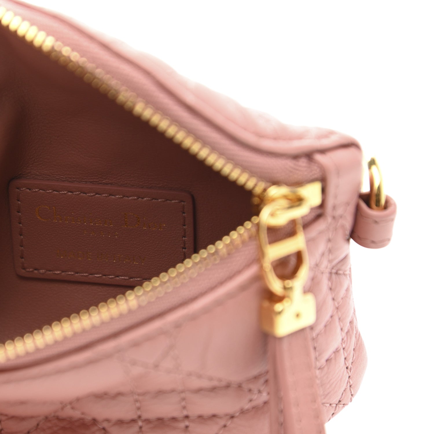 Christian Dior Supple Calfskin Cannage Caro Half-Moon Coin Purse Dark Nude 6 of 7