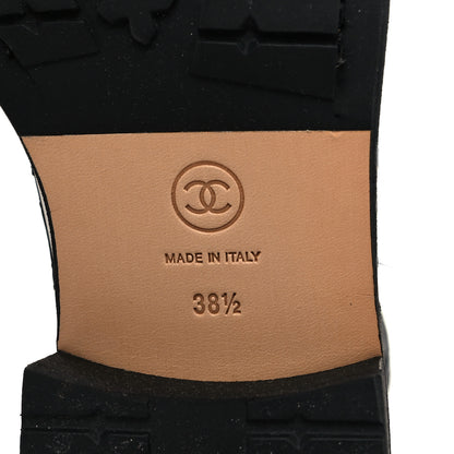 Chanel Calfskin Quilted Lace Up Combat Boots 38.5 Black 8 of 9