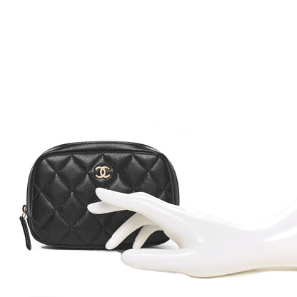 Chanel Caviar Quilted Small Curvy Pouch Cosmetic Case Black 2 of 10