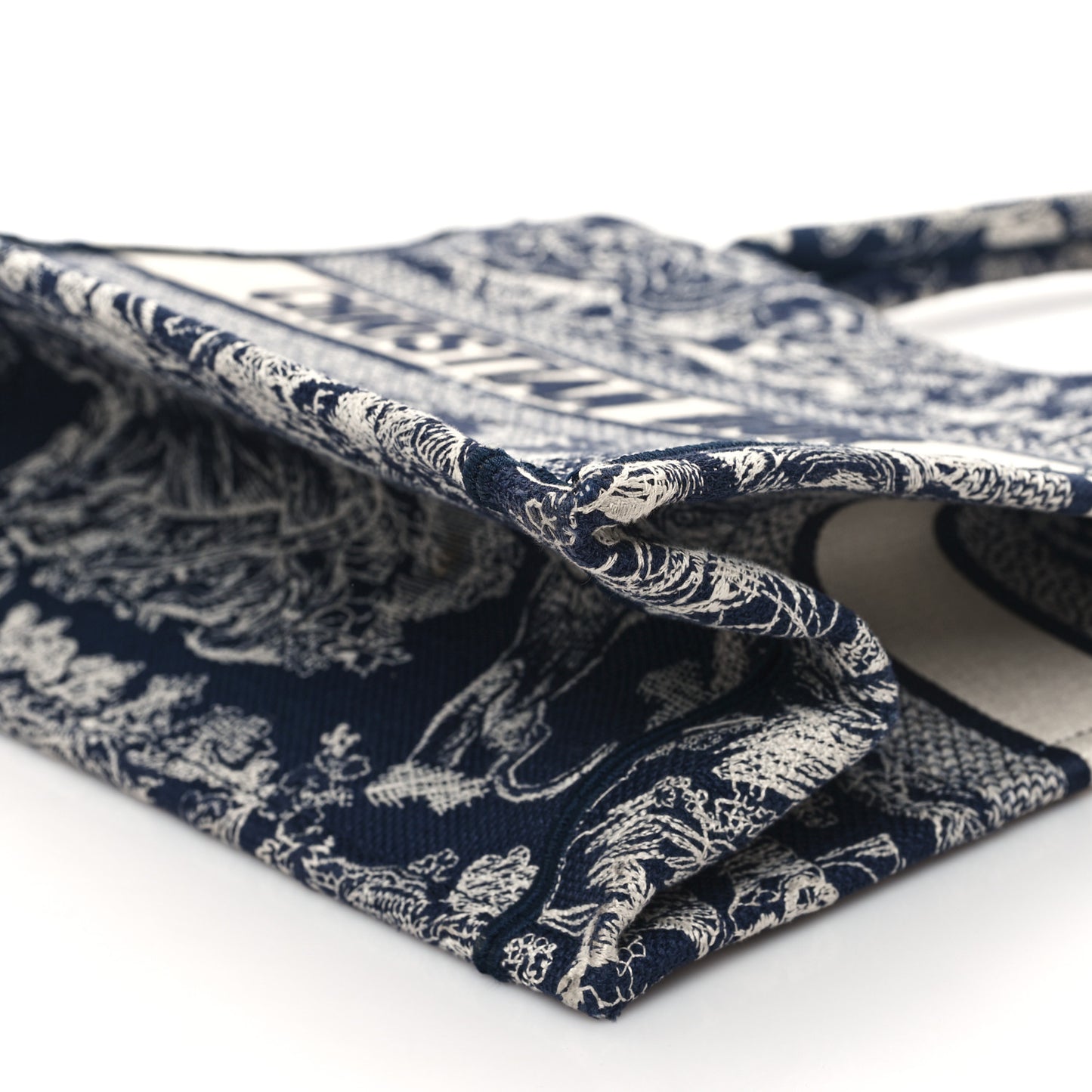 Canvas Embroidered Medium Toile De Jouy Reverse Book Tote Blue