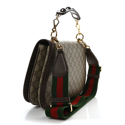 Gucci GG Supreme Monogram Textured Dollar Calfskin Web Medium Blondie Top Handle Shoulder Flap Bag Beige Ebony New Acero 3 of 10