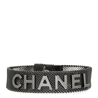 Chanel Metal Mesh Logo Bracelet Ruthenium 1 of 4