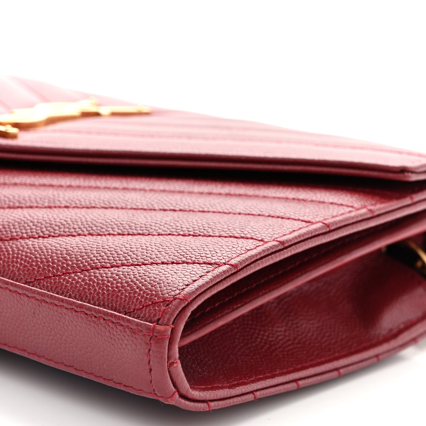 Grain De Poudre Matelasse Chevron Monogram Chain Wallet Blush Fonce
