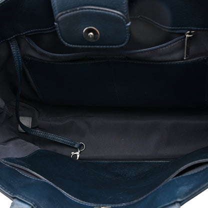 Chanel Deerskin Stitched Medium CC Shopping Tote Navy 5 of 10