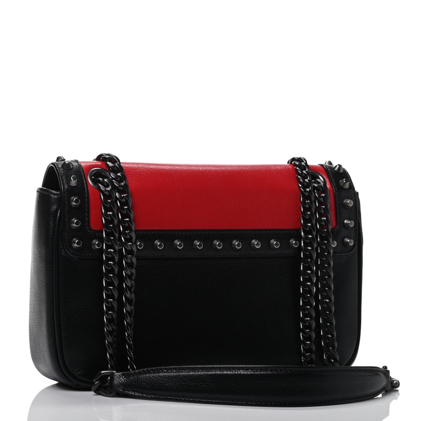 Glace Calfskin Studded Crossbody Fuoco Black